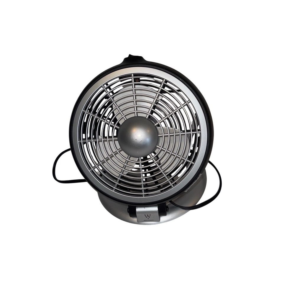 Westpointe Silver Black Portable Desk Fan Tilting Personal Air Circulator 12"